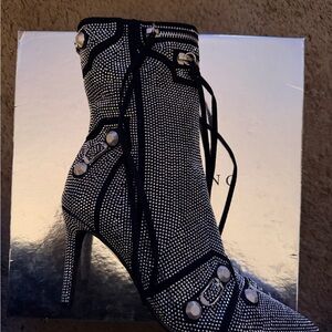 Chic Black and White Heeled Boots